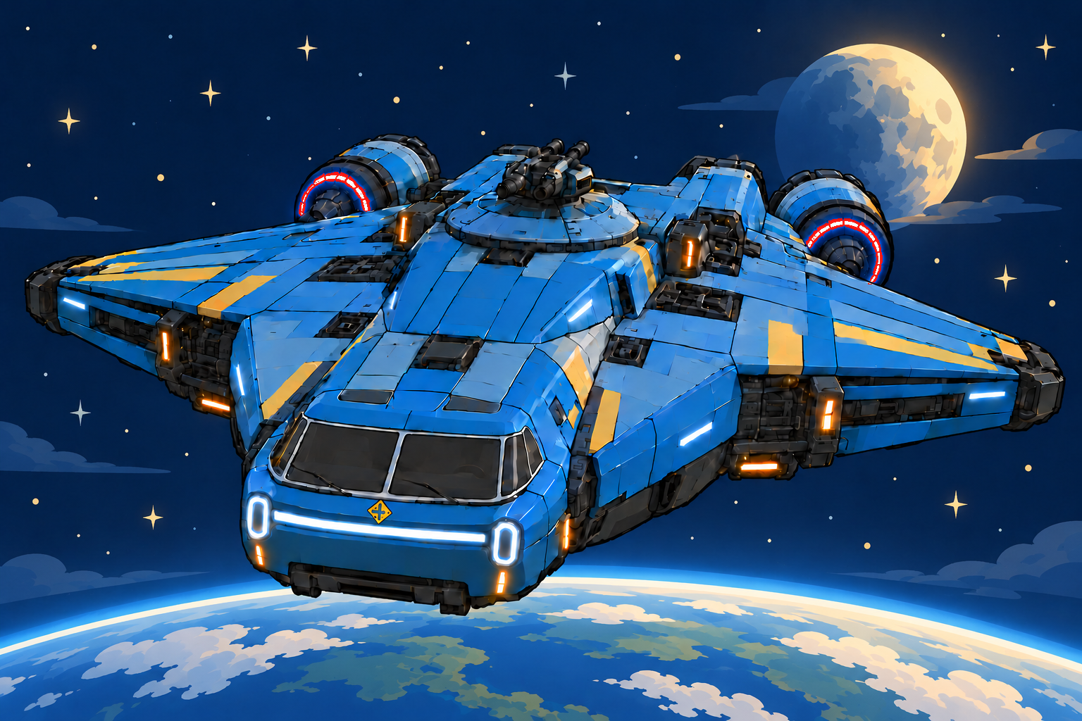 Blue Rivian spacecraft